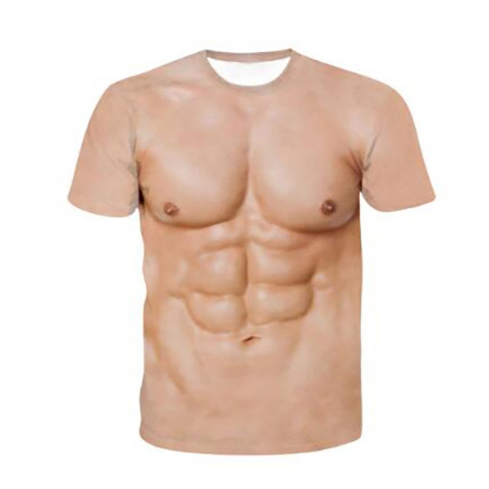 おもしろ Tシャツ マッチョ 筋肉 だまし絵 3D 仮装 コスプレ パーティー ボディビル  L