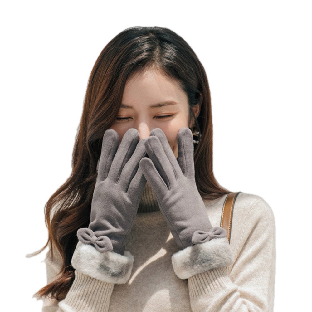 手袋 レディース スマホ対応 もこもこ 2way 暖かい 秋冬 可愛い オシャレ 手ぶくろ 通勤 通学 [FS-2104]| グレー