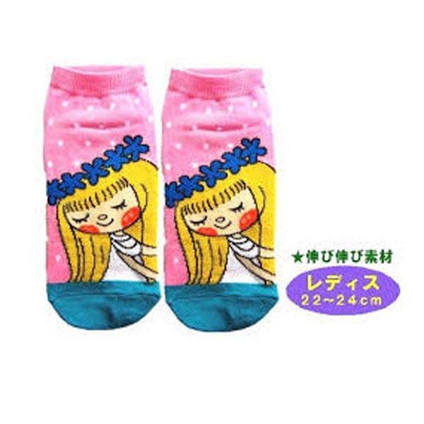 靴下 キャラックス アマールカ アニメ 可愛い 女の子 イラスト くるぶしソックス ピンク ブルー