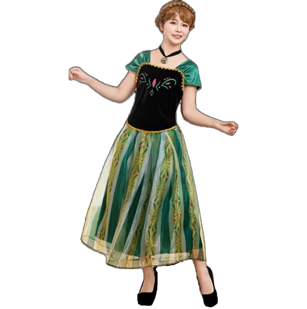 アナと雪の女王 アナ ウィッグセット 緑 コスプレ大人用 ドレス ウィッグ ネックレス 3点セット ハロウ  - 画像8