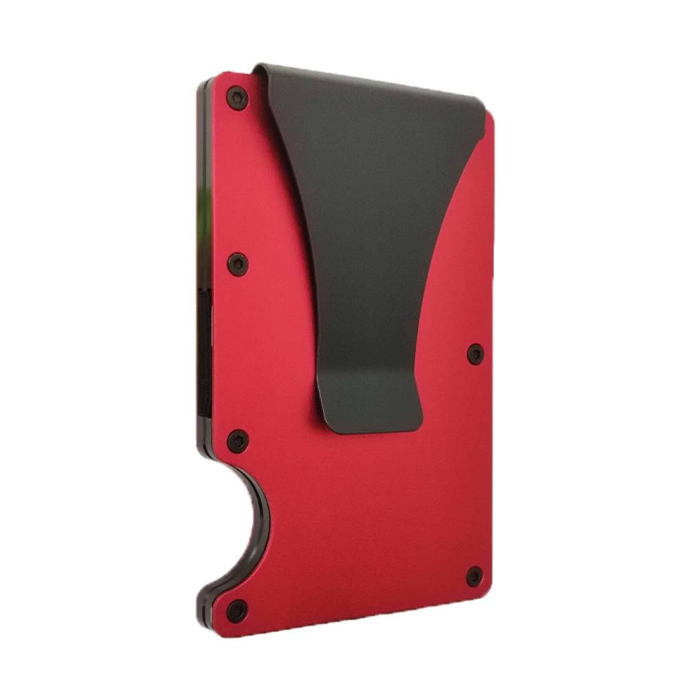 財布 マネークリップ カード スキミング防止 メンズ RFID ブロッキング バレンタイ  レッド