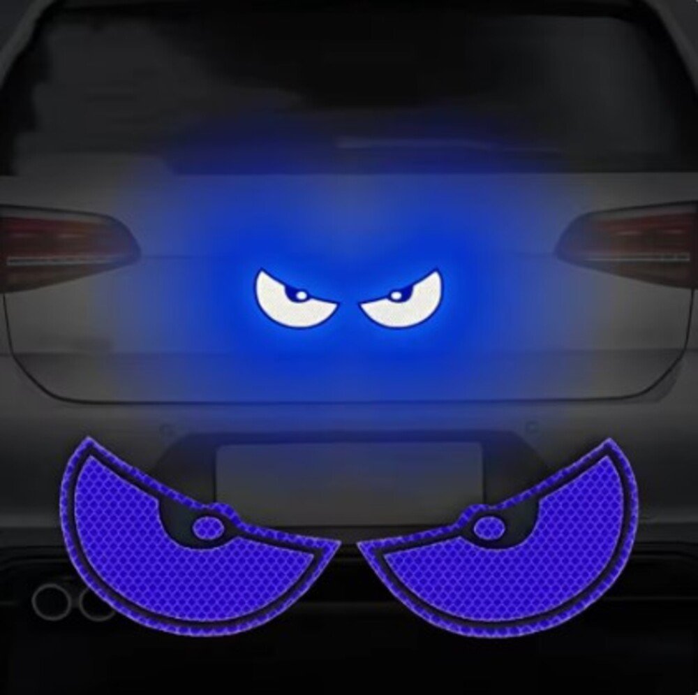 カーステッカー 目 リア 反射 ステッカー 夜間運転 トラック  バイク デカール 面白い キャッツアイ  青
