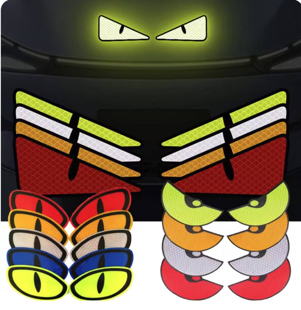 カーステッカー 反射 ステッカー キャットアイ 夜間 運転 トラック バイク 車 デカール  赤 - 画像4