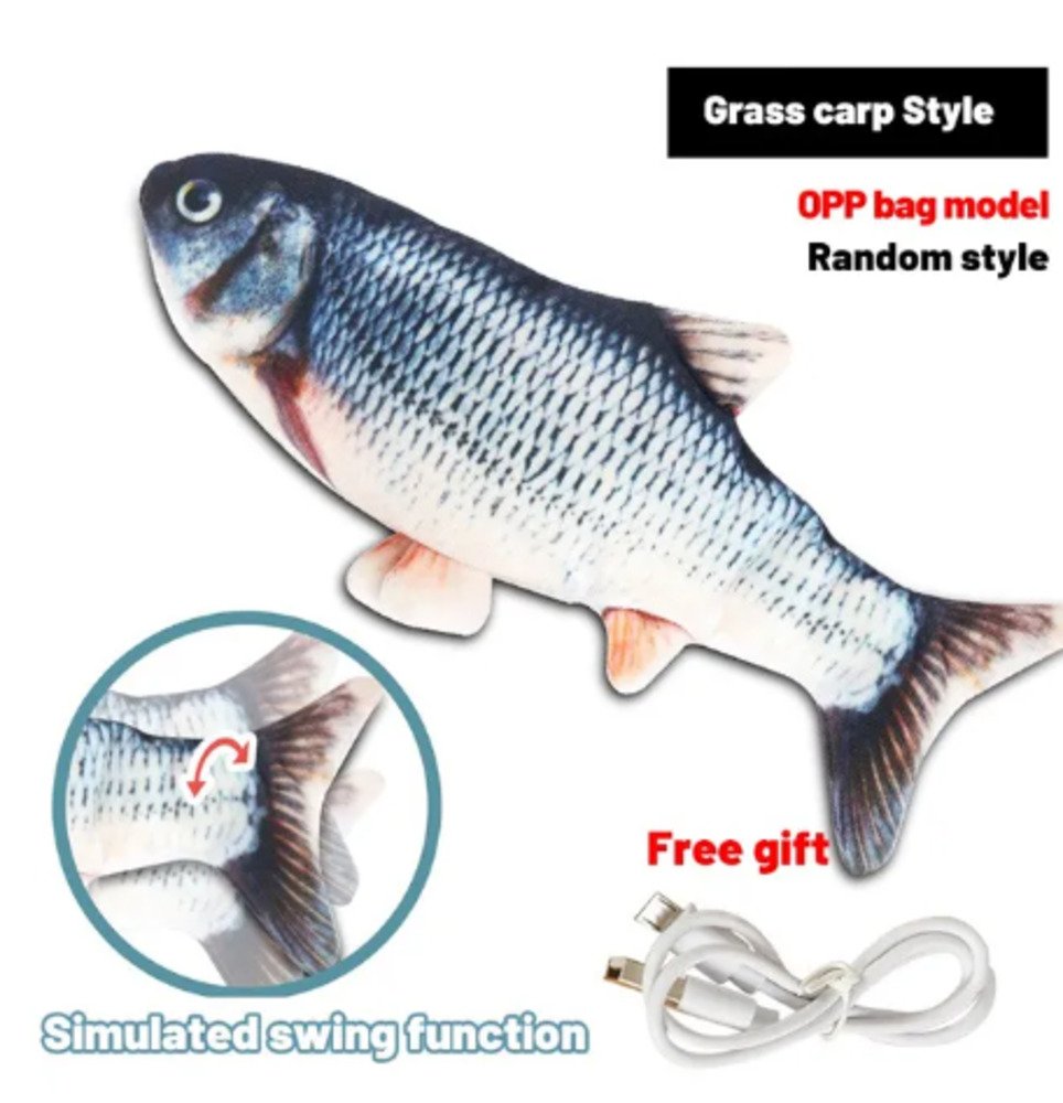 ペット 動く魚 犬 猫 おもちゃ ソフト ぬいぐるみ USB充電器付き ペット用品 おもちゃ かわいい 魚 