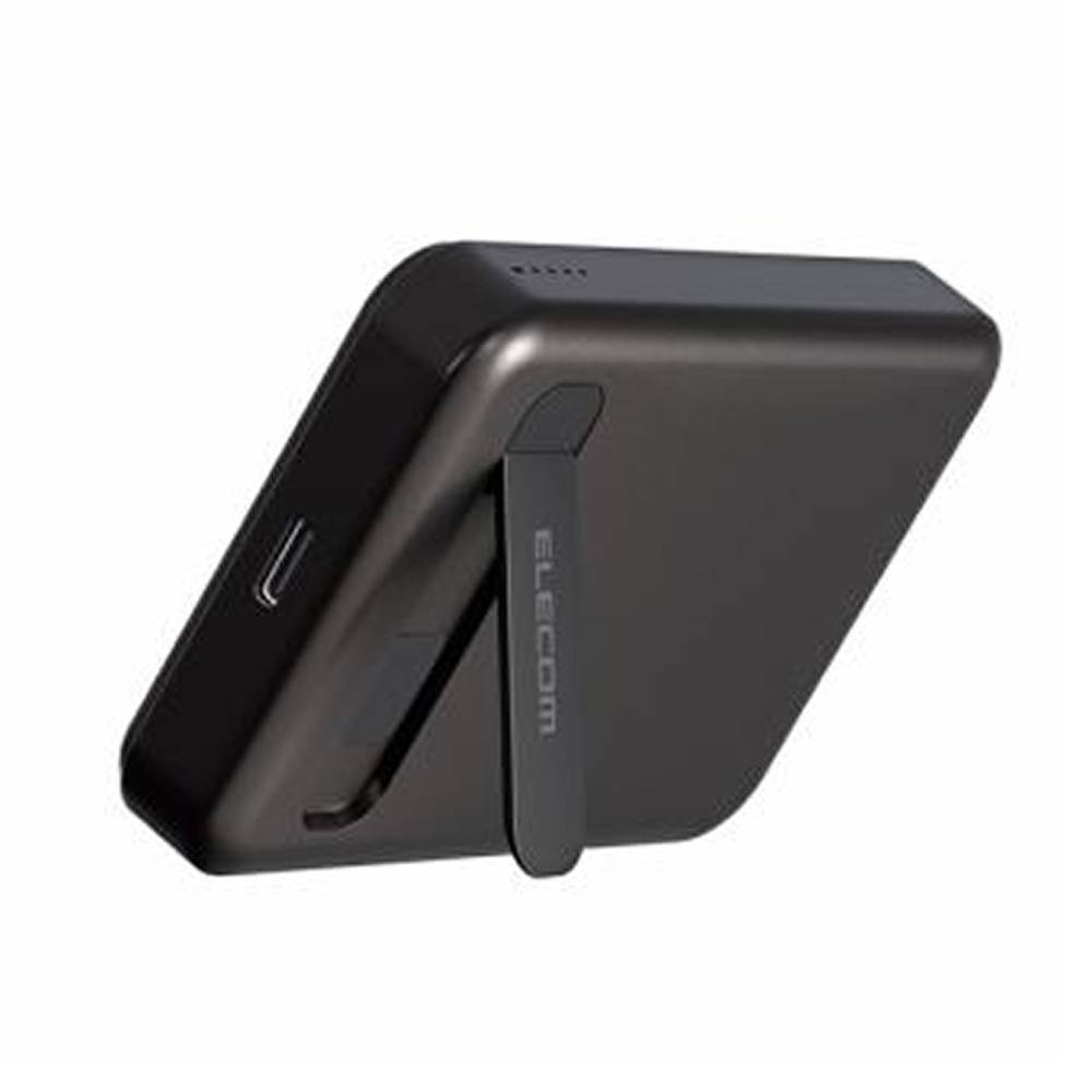 エレコム ワイヤレス モバイルバッテリー DE-C53-5000BK 5000mAh スタンド付き 黒