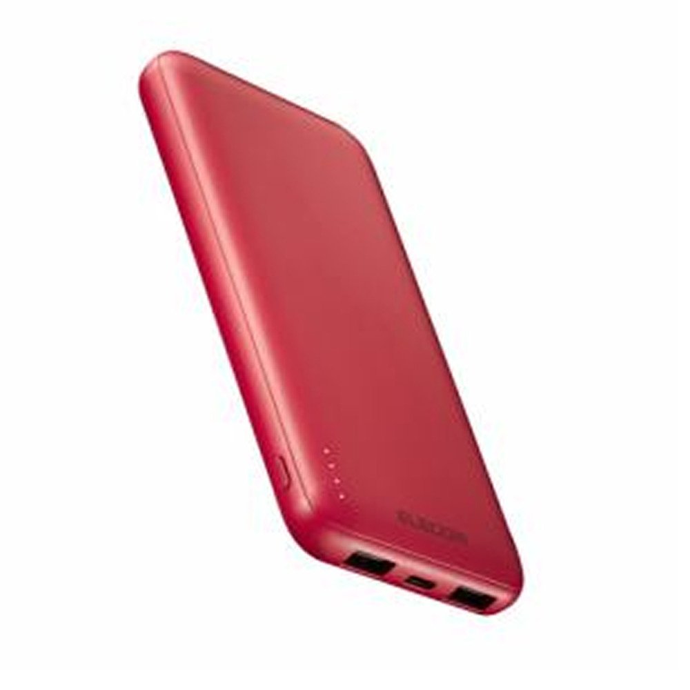 エレコム 薄型 コンパクト Qi モバイルバッテリー DE-C66-10000RD 10000mAh  赤