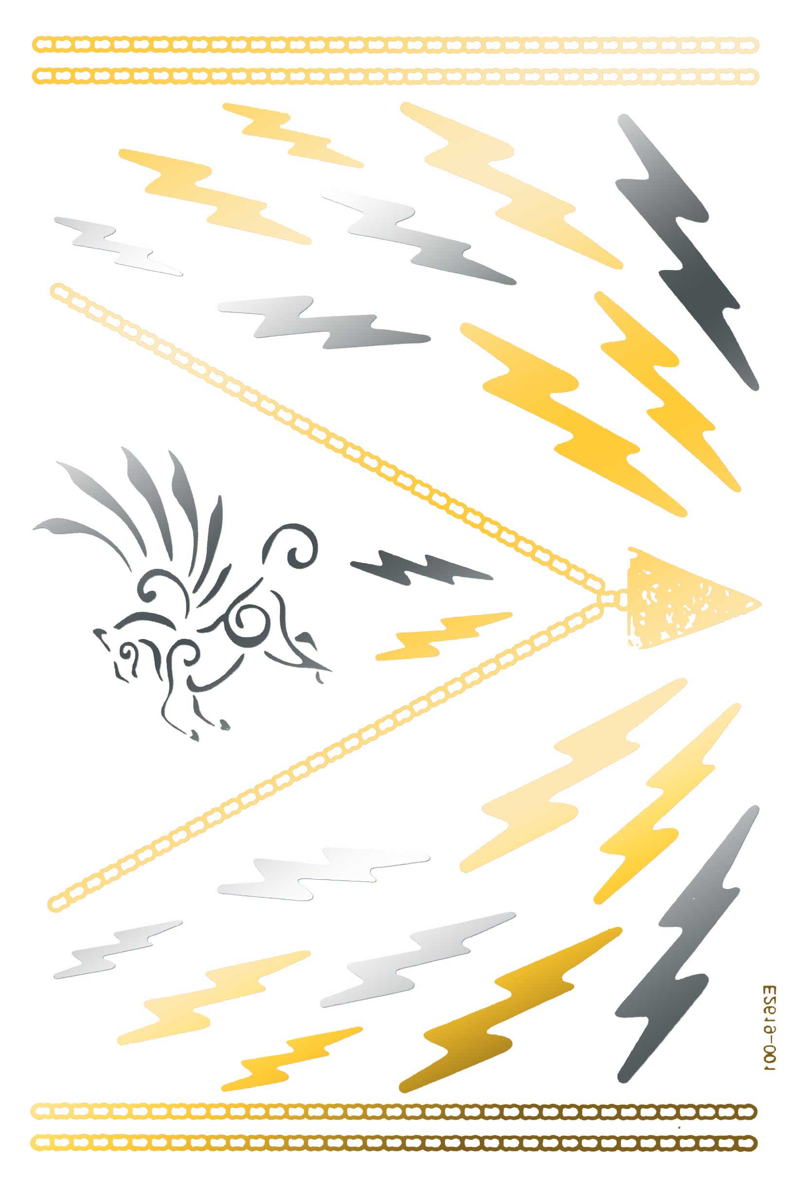 タトゥーシール メタリック ボディシール プール 海 夏 ビーチ お祭り コスプレ 南国 民族風 001