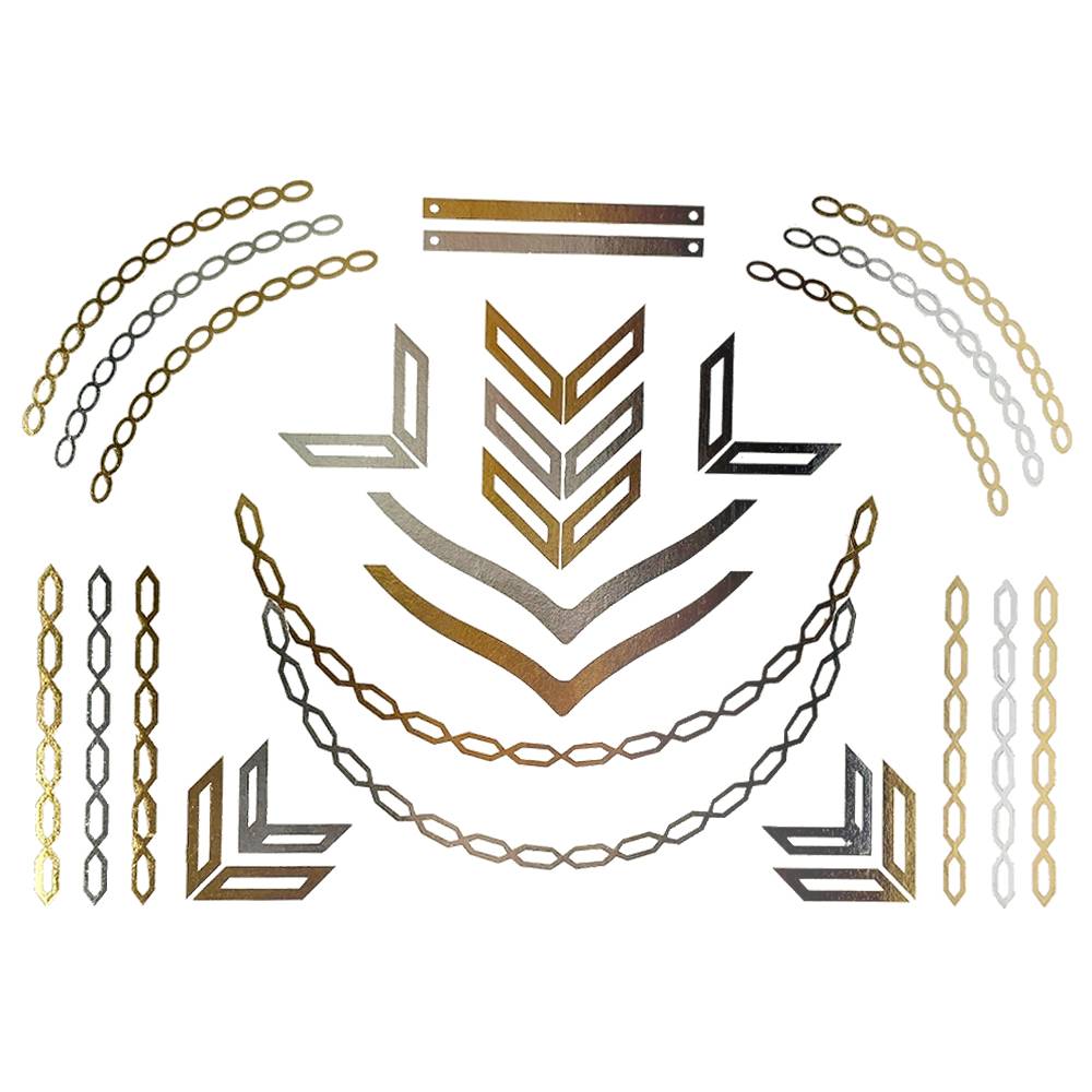 フラッシュタトゥーシール メタリック シャイニング 輝く ボディシール 海 コスプレ 南国 民族風  010