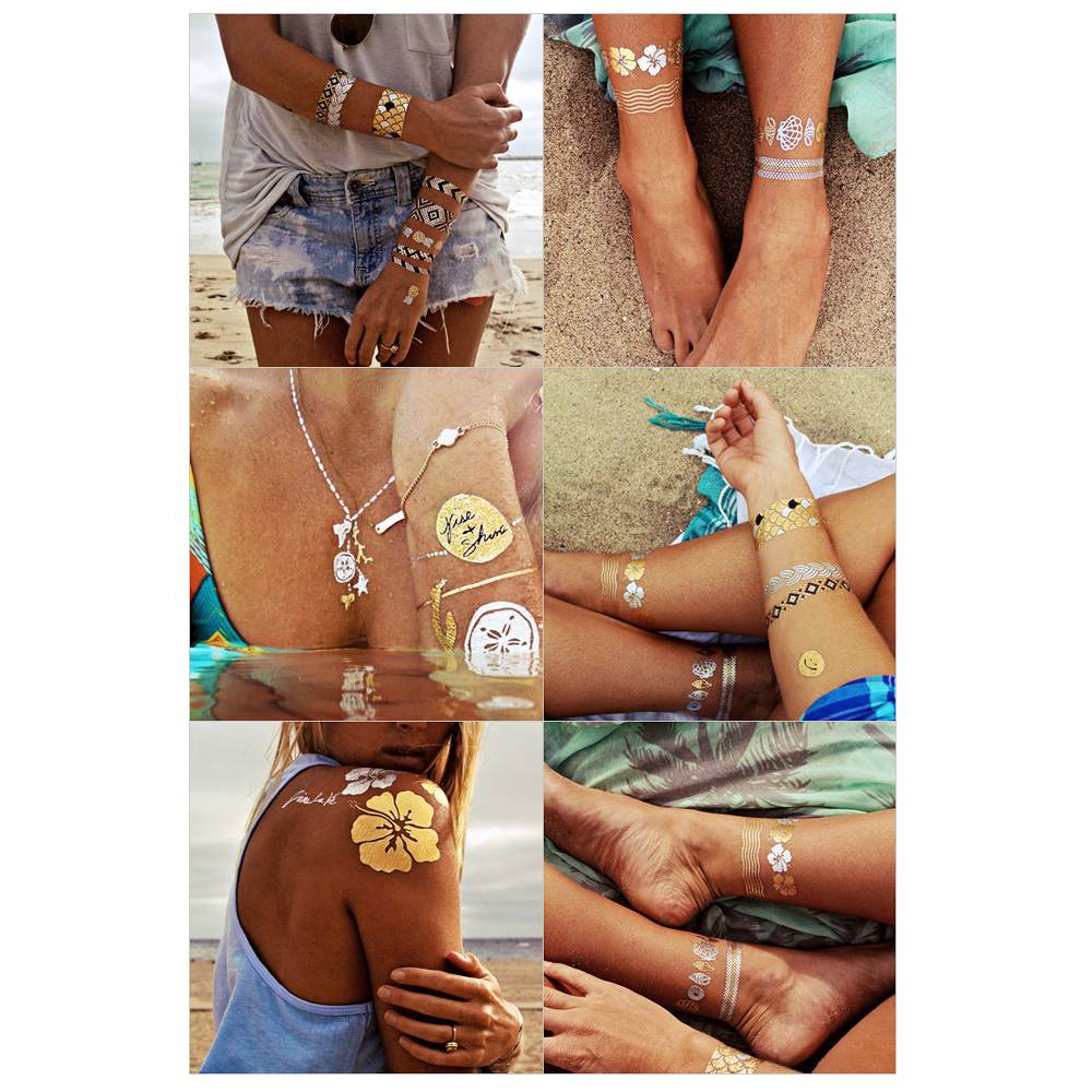 フラッシュタトゥーシール メタリック シャイニング 輝く ボディシール 海 コスプレ 南国 民族風  024 - 画像4