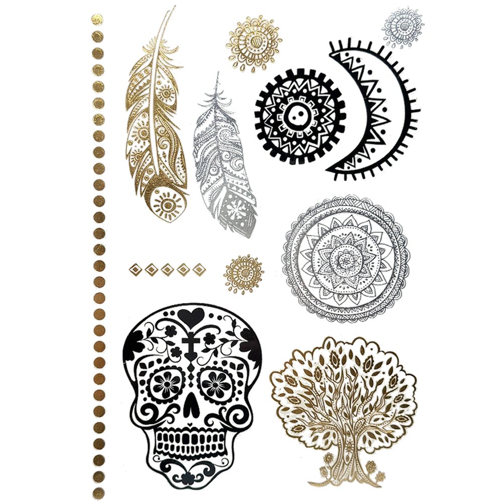 フラッシュタトゥーシール メタリック シャイニング 輝く ボディシール 海 コスプレ 南国 民族風  025