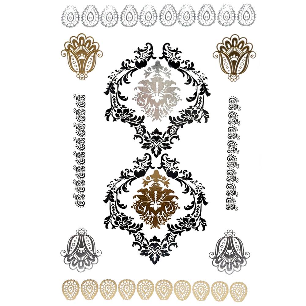 フラッシュタトゥーシール メタリック シャイニング 輝く ボディシール 海 コスプレ 南国 民族風  028 - 画像1