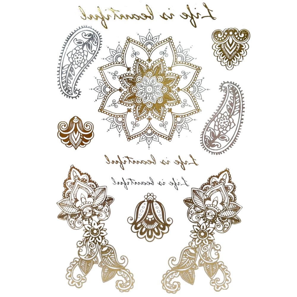 フラッシュタトゥーシール メタリック シャイニング 輝く ボディシール 海 コスプレ 029