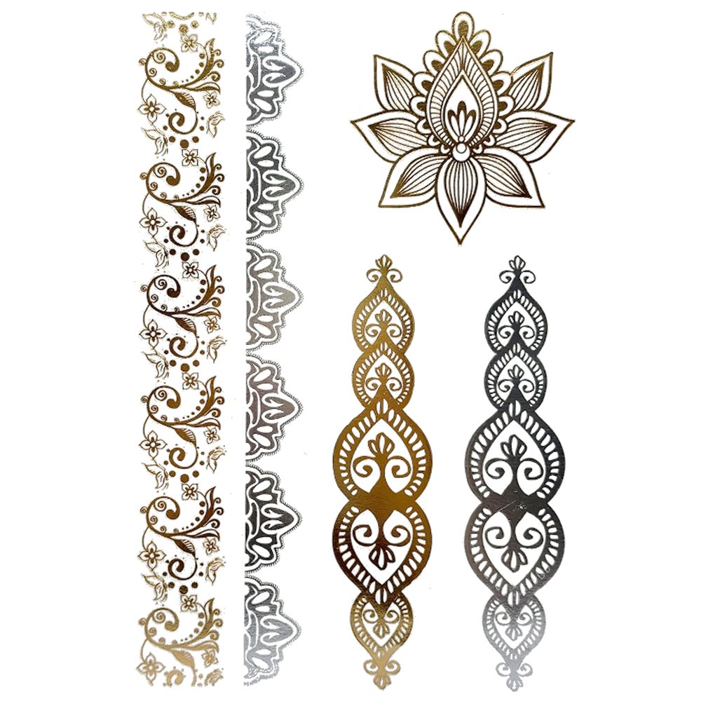 フラッシュタトゥーシール メタリック シャイニング 輝く ボディシール 海 コスプレ 南国 民族風  030