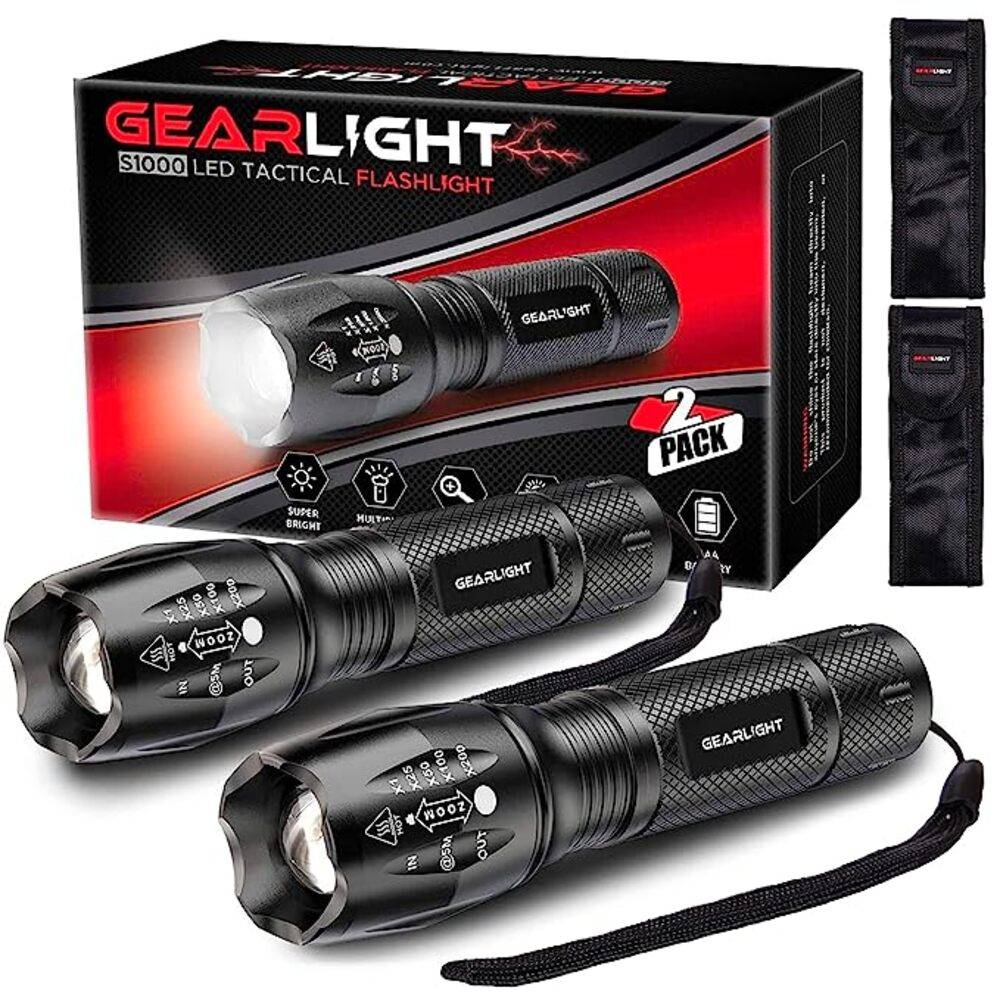 GearLight LED TACTICAL FLASHLIGHT 懐中電灯 2個セット ズーム可能 耐水 