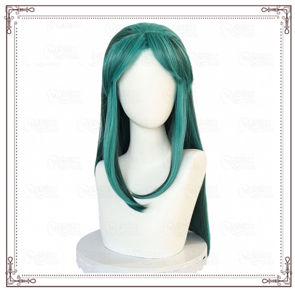 ロング ウィッグ エメラルドグリーン コスプレ 耐熱 かつら ストレート アニメ風 カラフル フルウィッグ 