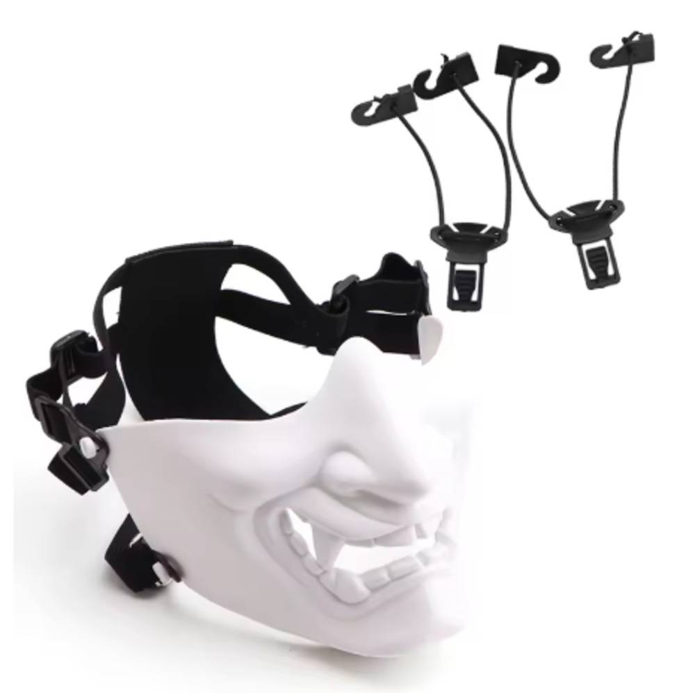 般若 お面 ハーフフェイスマスク 半面 お祭り 花火大会 ハロウィン サバゲ― コスプレ 鬼  白