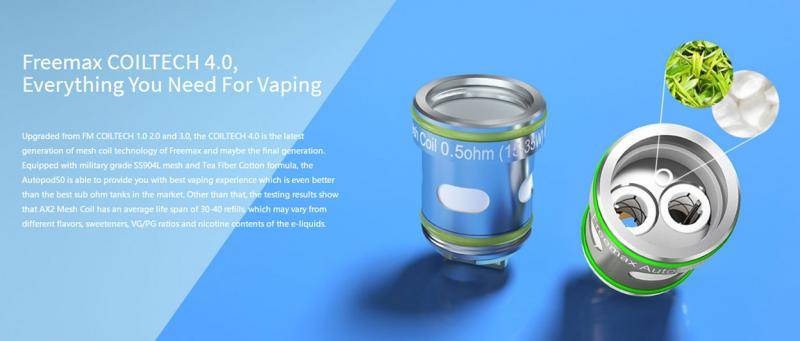フリーマックス Freemax オートポッド Autopod 50 デュアル メッシュ コイル ポッドキット 2000mAh 4ml 5-50w - 画像3