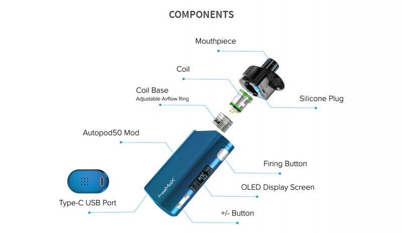 フリーマックス Freemax オートポッド Autopod 50 デュアル メッシュ コイル ポッドキット 2000mAh 4ml 5-50w - 画像5