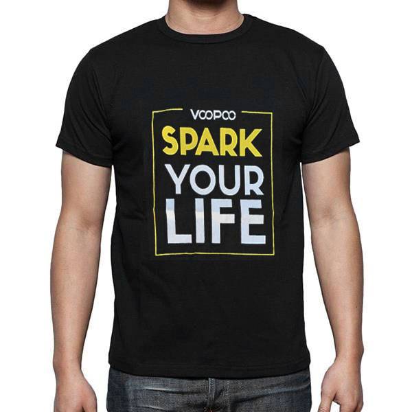ブープー Voopooカジュアル Tシャツ vape T-Shirt メンズ SPARK YOUR LIFE ブラックL