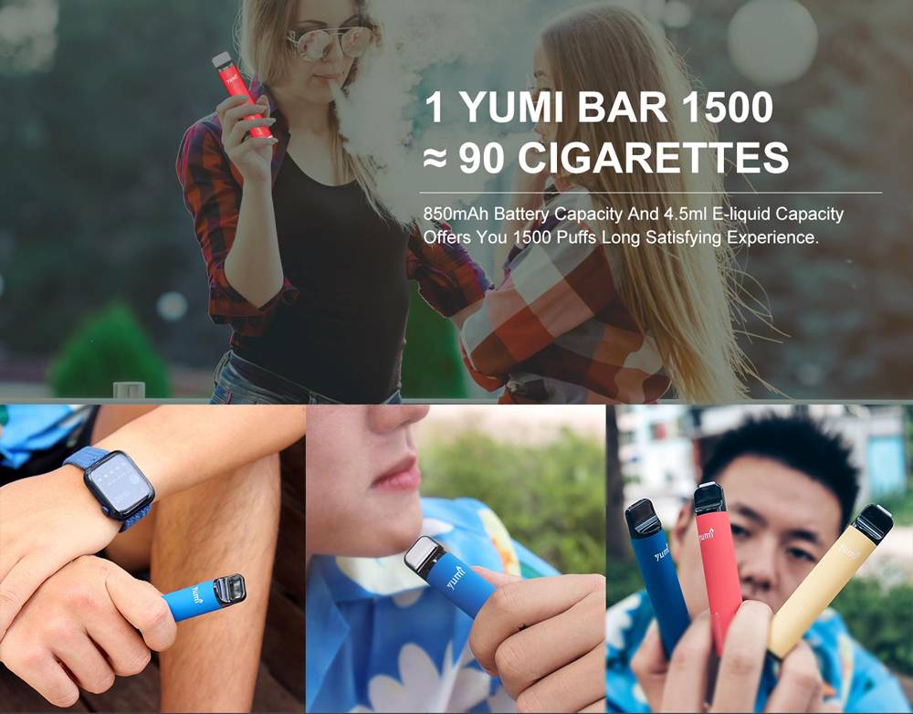 使い捨て電子タバコ Yumi Bar 1500パフ 4.8ml /0mg フルーツ 本体 スターターキット シーシャ 禁煙 - 画像3