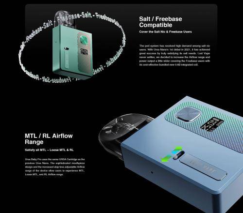 ロストべイプ LostVape Ursa Baby Pro ポッドシステム 900mAh 2.5ml ガンメタル - 画像3