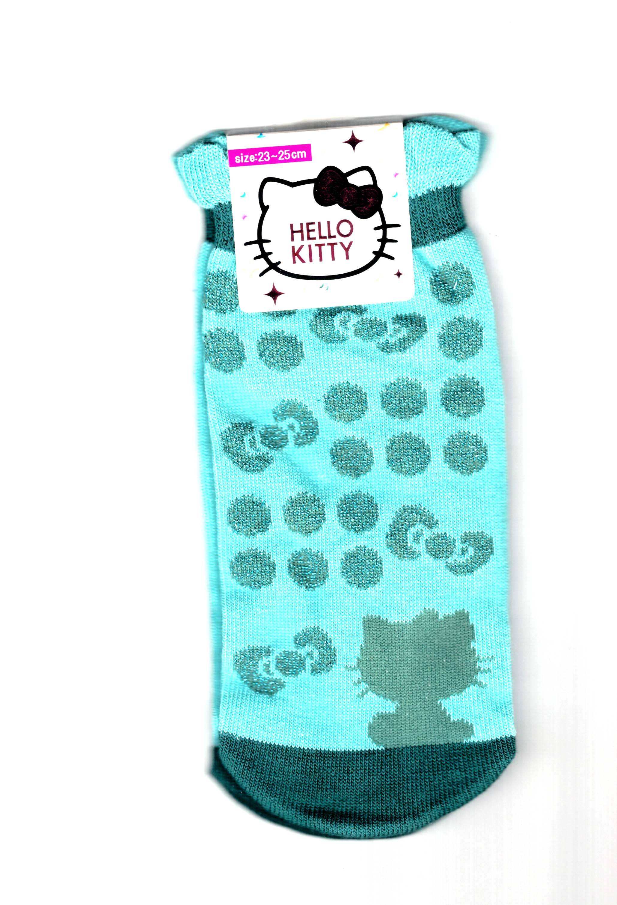 ハローキティ　子供用靴下　エメラルドリボン柄ソックス　サンリオ　キャラクターソックス - 画像1
