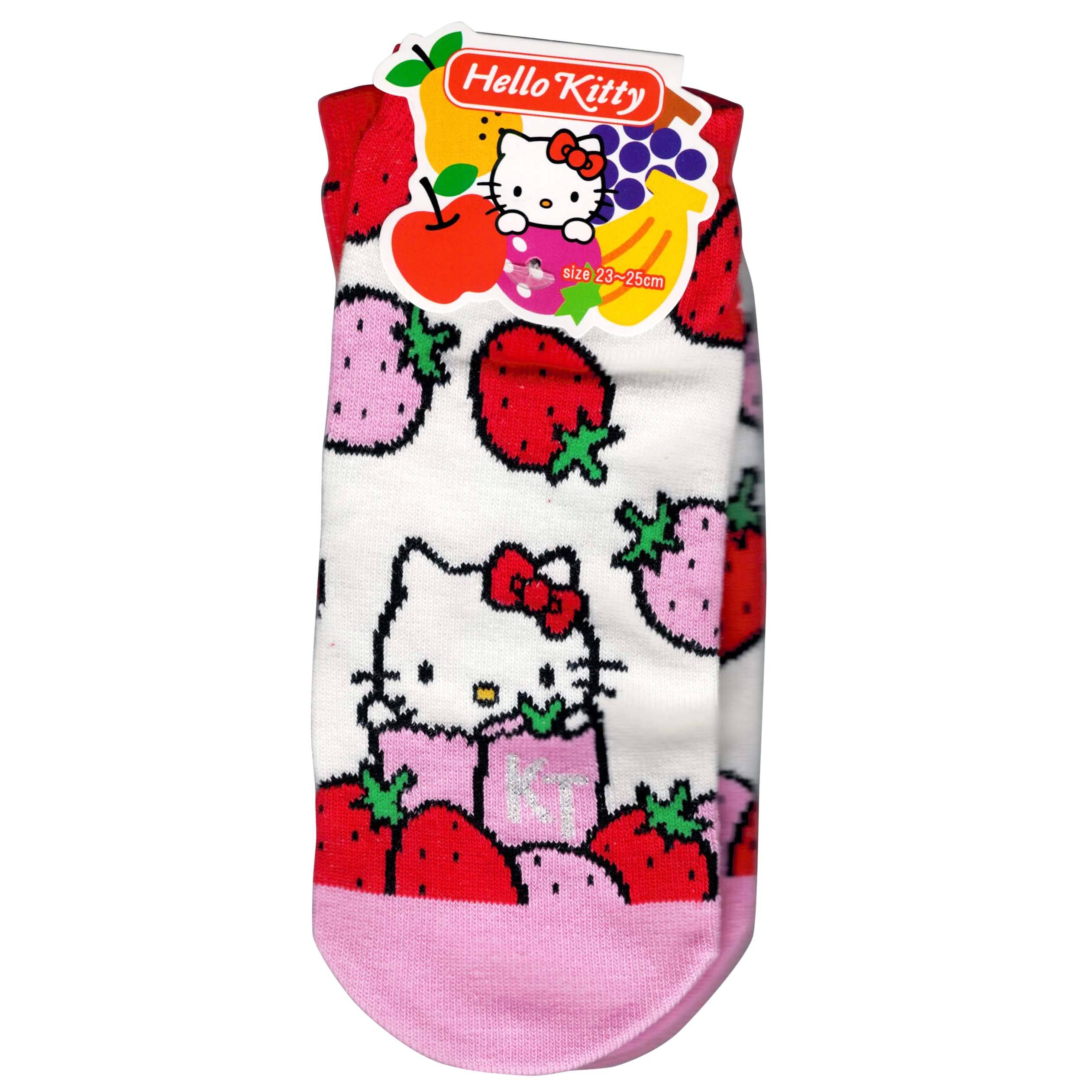 ハローキティ 靴下 女性用 レディース サンリオ キャラクター グッズ おしゃれ かわいい 23〜25cm イチゴ柄 ソックス - 画像1