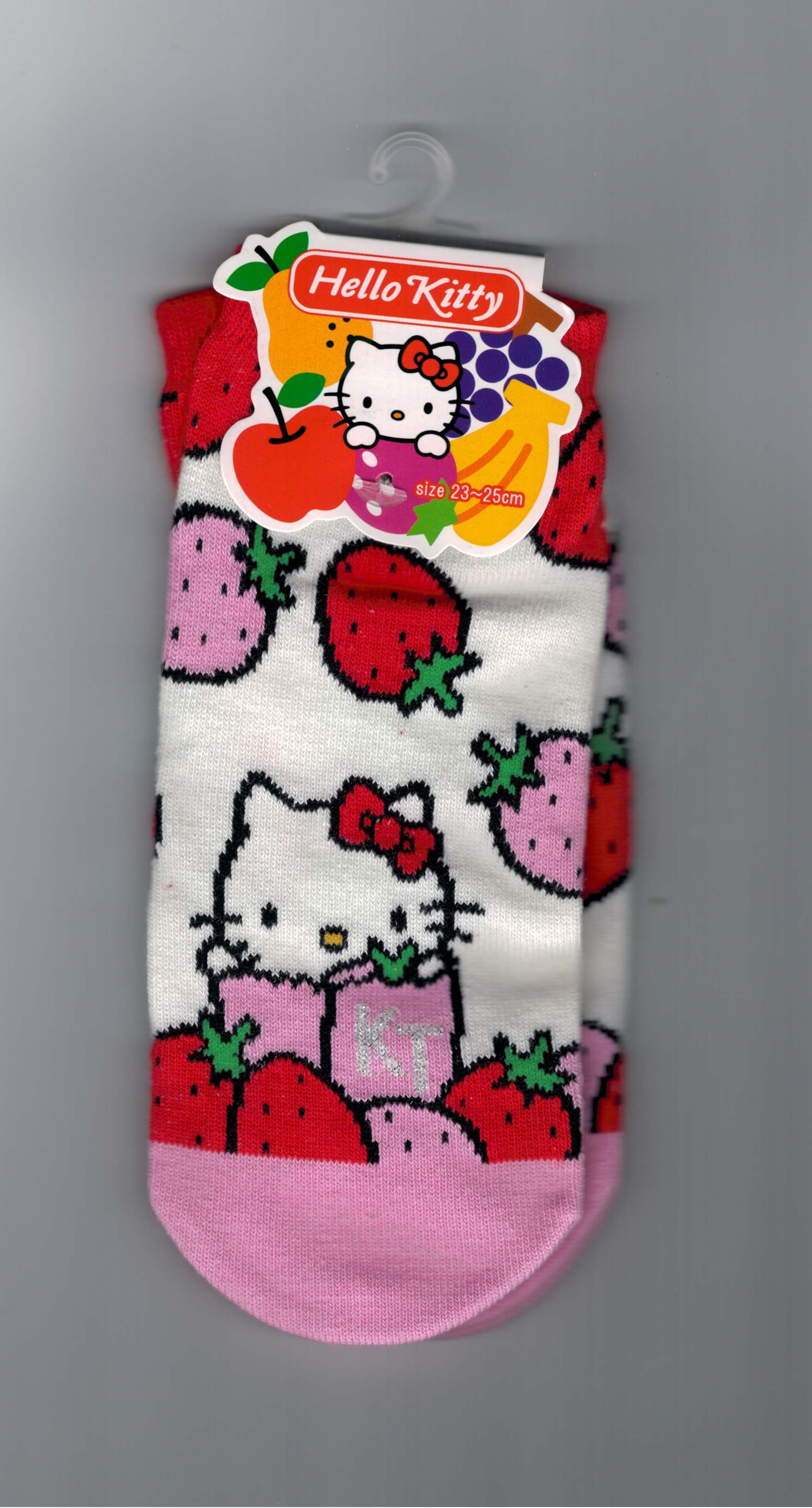 ハローキティ 靴下 女性用 レディース サンリオ キャラクター グッズ おしゃれ かわいい 23〜25cm イチゴ柄 ソックス - 画像2