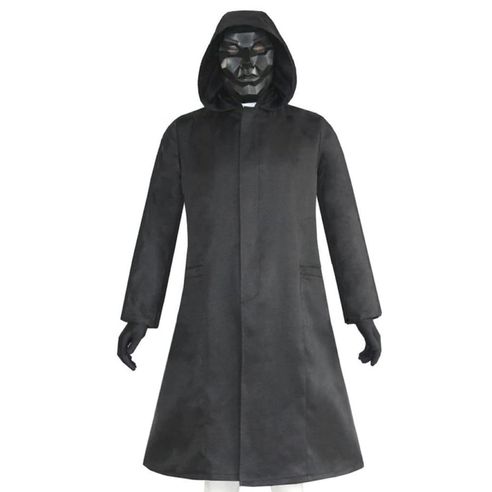 イカゲーム コスプレ 3点セット 悪魔 デーモン ホラー 幽霊 黒 フード付きローブ 衣装 忘年会