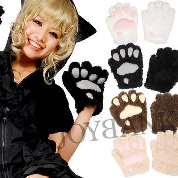 にゃんこ手袋 ねこの手の手袋 グローブ 肉球 コスプレ もこもこ かわいい  ベージュ