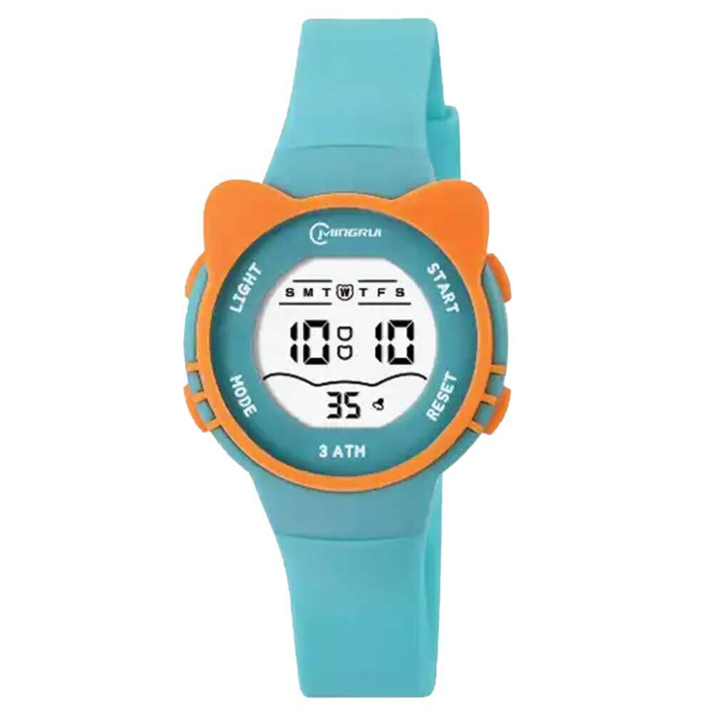 送料無料 猫耳 腕時計 レディース 子供 かわいい ネコ シリコン 多機能 生活防水 光る 猫  水色