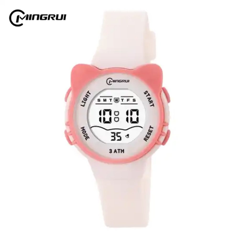 子供 腕時計 かわいい ネコ シリコン 多機能 生活防水 光る 猫耳 アラーム 白