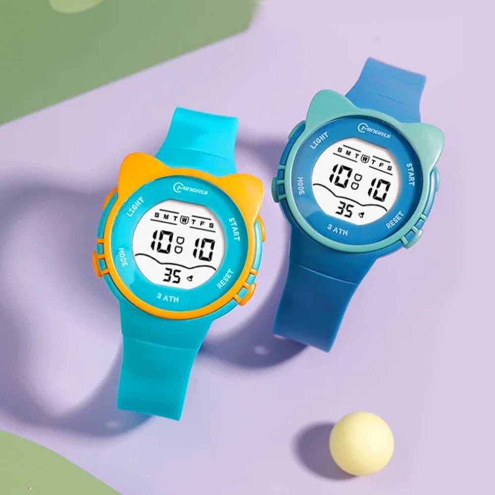 子供 腕時計 かわいい ネコ シリコン 多機能 生活防水 光る 猫耳 アラーム 白 - 画像6