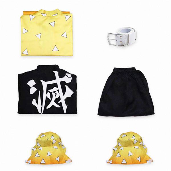 我妻 善逸 キッズ用 コスプレ衣装120cm 子ども ぜんいつ ハロウィン キメツ  キッズ コスプレ コスチューム あがつま 鬼殺隊 隊服 仮装 - 画像4