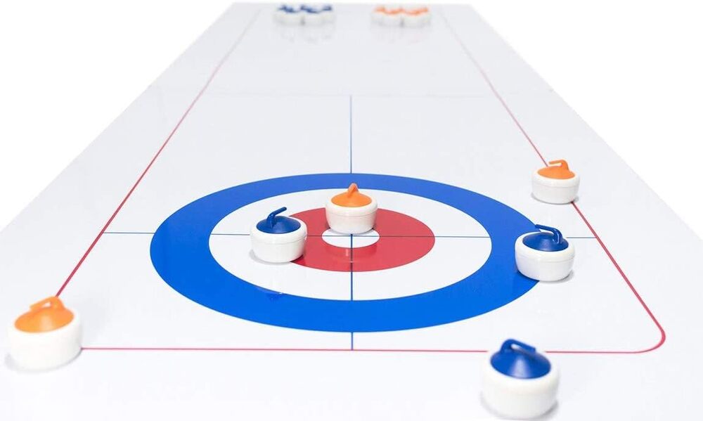 カーリング テーブル 初心者 ゲーム ミニ 収納可能 ストーン付き 家庭 運動 トレリング 白