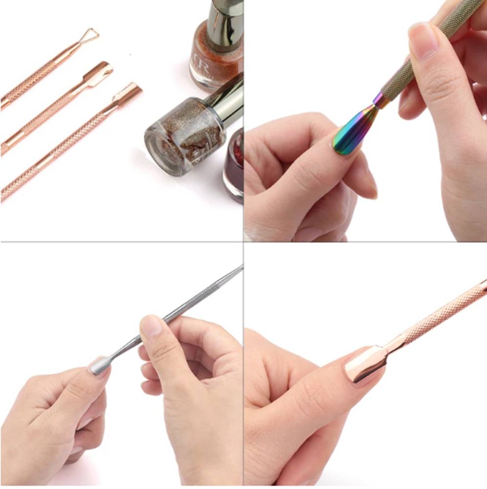 キューティクルプッシャー 甘皮処理 ステンレス製 ネイル マニキュアツール スティック  金色 - 画像4