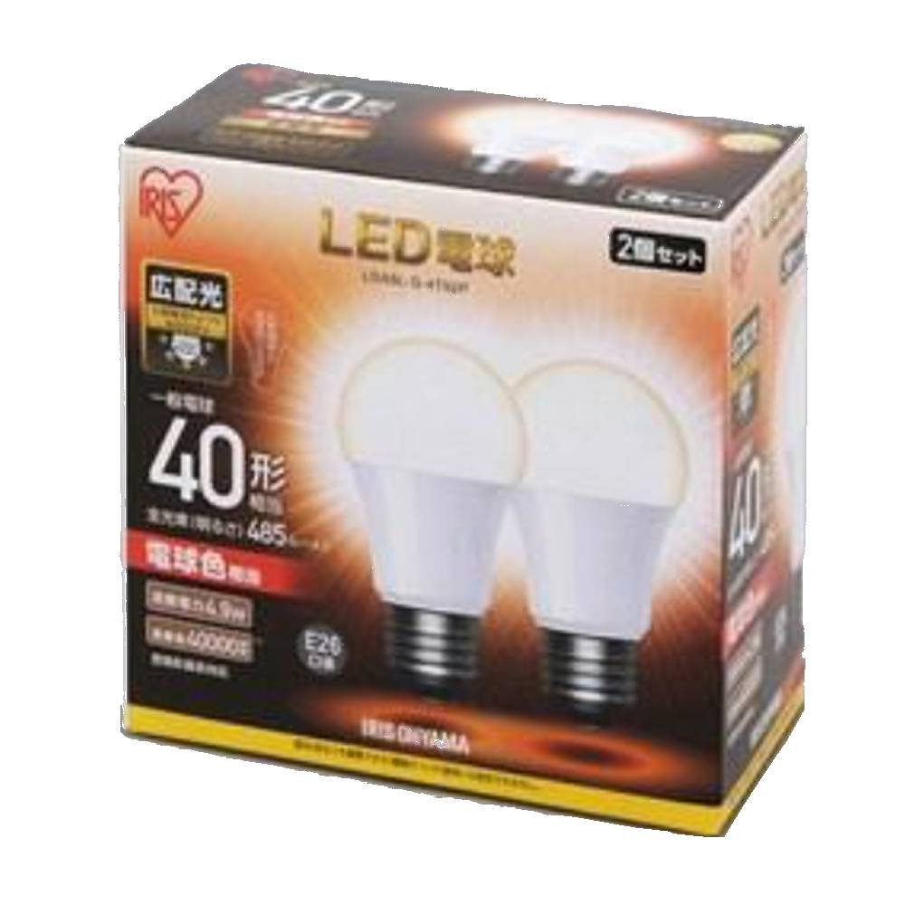 LED電球 アイリスオーヤマ 一般電球形 LDA5L-G-4T52P 485ルーメン 2個セット 40形 