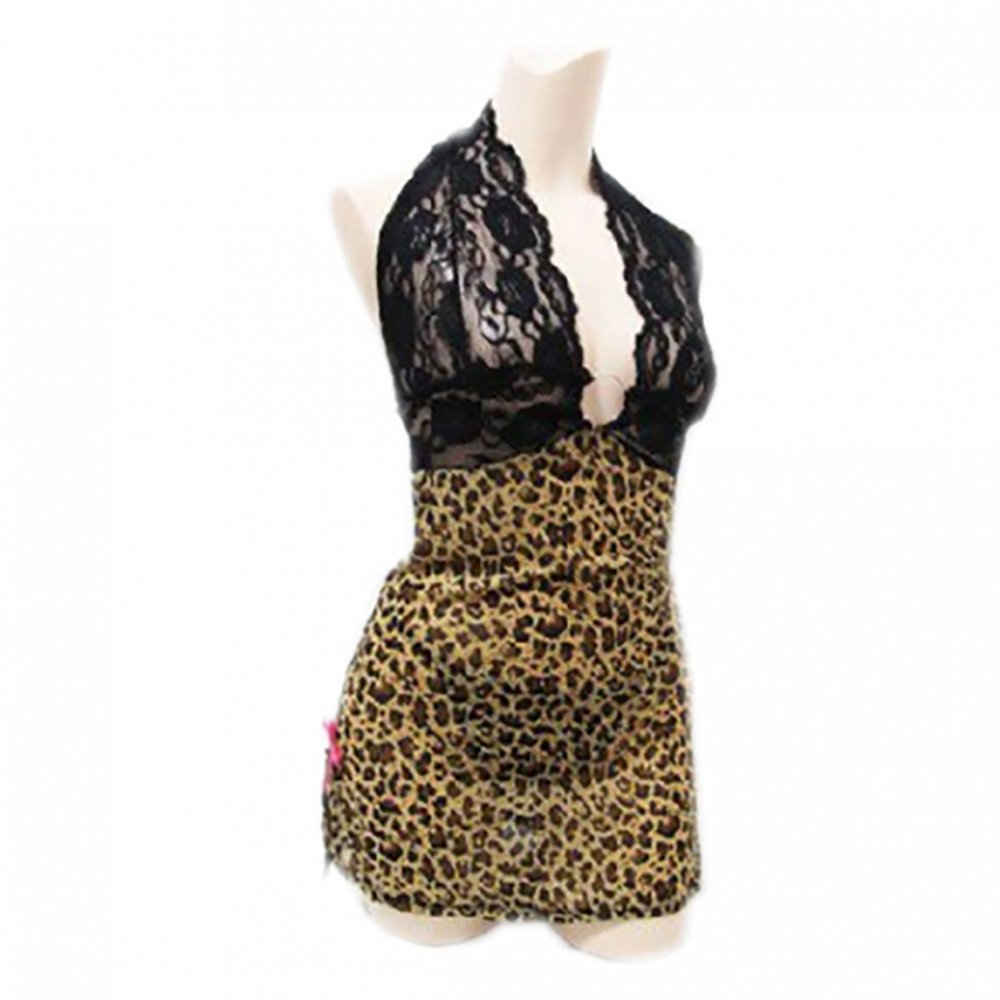 下着 ヒョウ柄 レース 豹柄ホルダーワンピースセット 1055　セクシー　ランジェリー　大人 