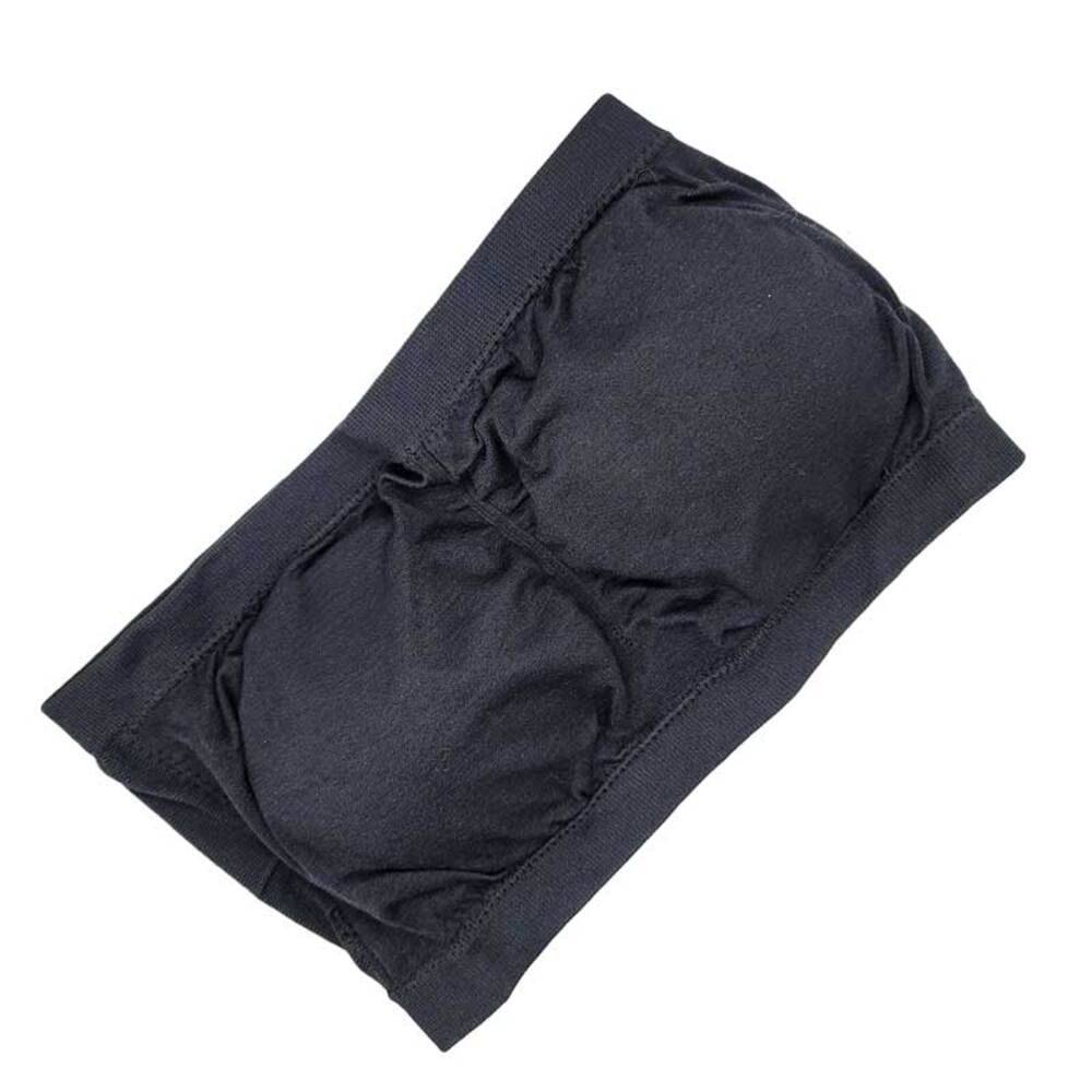 おすすめ 1枚 インナー ワンピース リラックス ブラ 下着 ジャー 夜用 カップ付き ナイトウェア ノンワイヤーブラ ずれない チューブトップ  ブラックS - 画像3