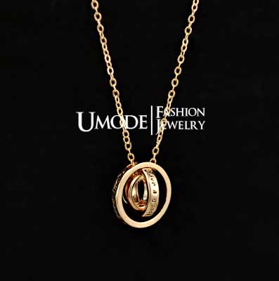 ローズゴールド 18K メッキ ネックレス ペンダント 三重リング  16ｍｍ