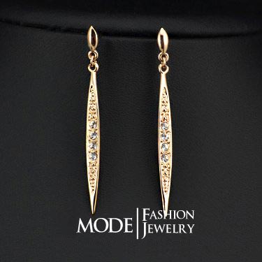 ピアス レディース ロング 揺れる 18K ローズゴールド Stellux ラインストーン 