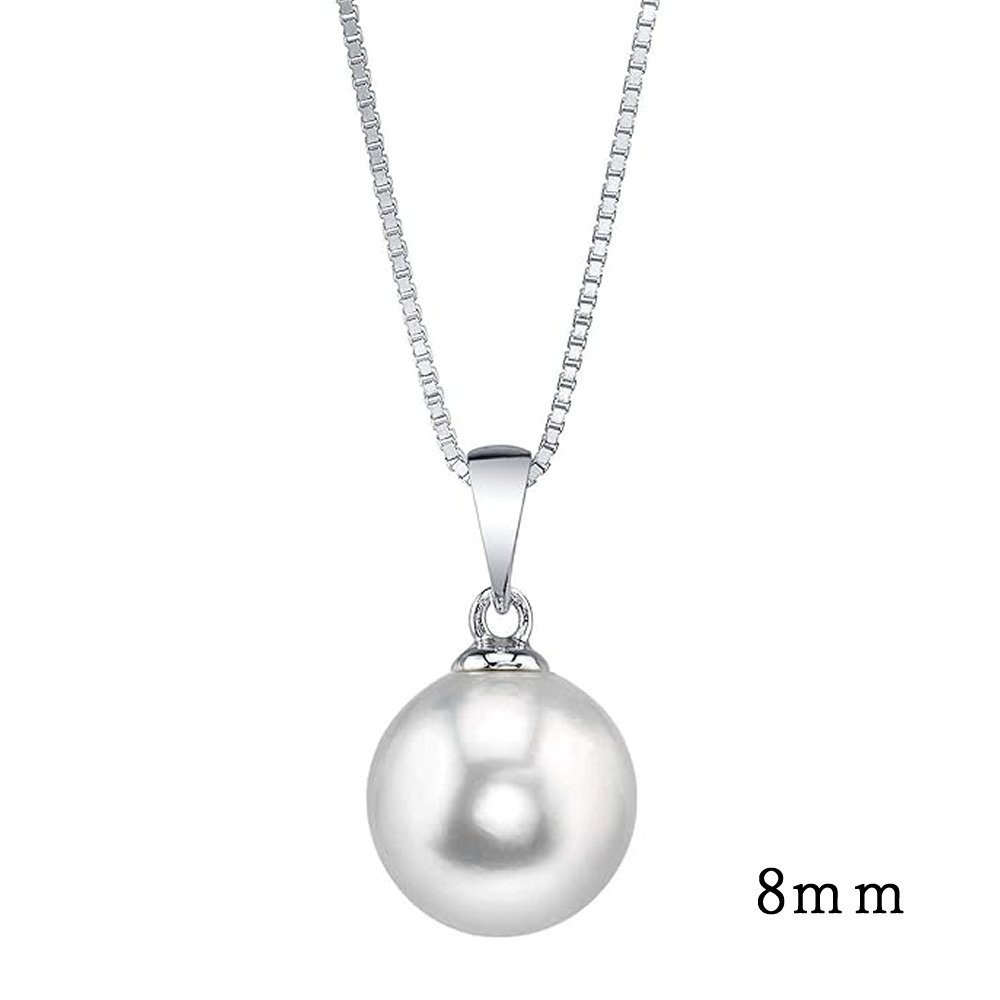 パールネックレス ホワイト 淡水パール ペンダント シドニー レディース  シルバー8ｍｍ