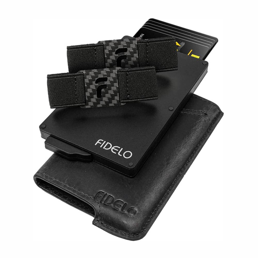 メンズ 財布 ミニマリスト カードケース マネー クリップ ブ ブラックレザー ブラックレザー 