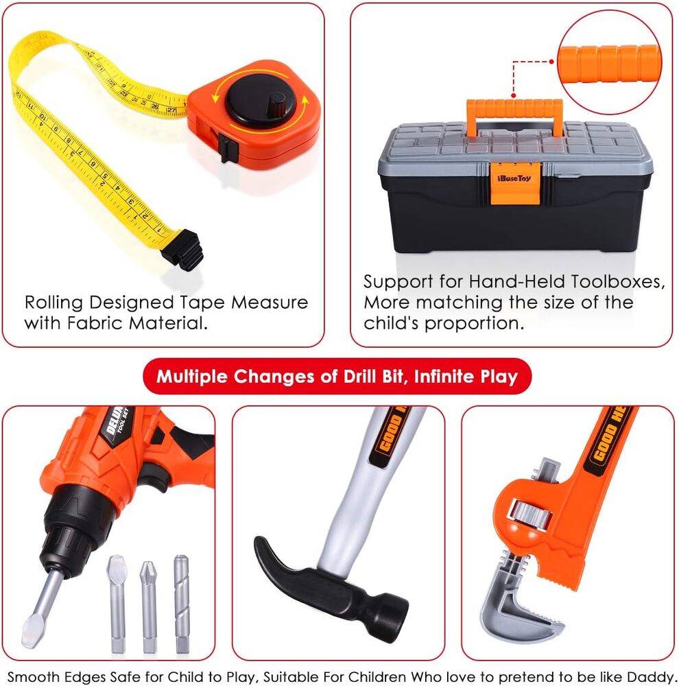 セット ボックス ツール バー ドリル 子供用 電子 おもちゃ 組み立て 男の子 椅子 タブレット エプロ  - 画像4