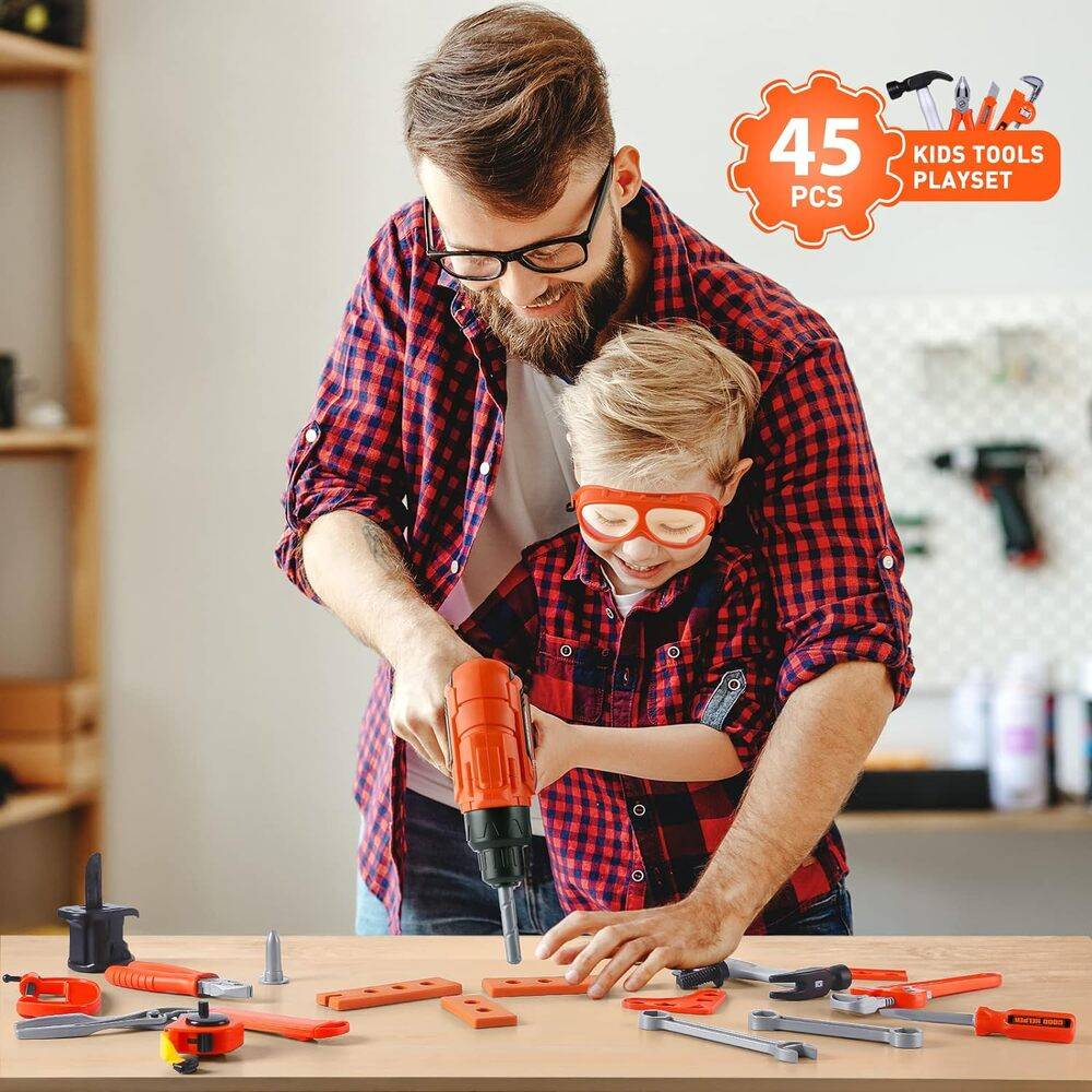 セット ボックス ツール バー ドリル 子供用 電子 おもちゃ 組み立て 男の子 椅子 タブレット エプロ  - 画像7