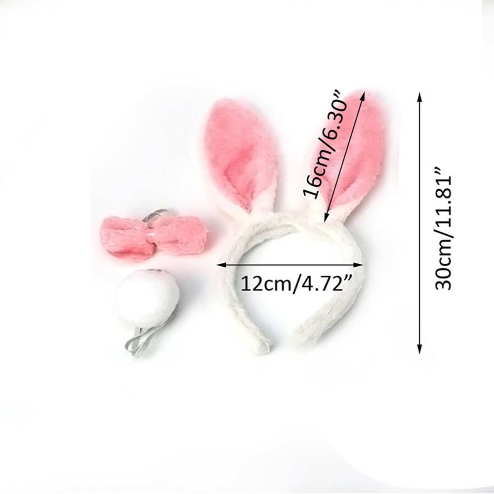 バニーガール うさ耳 うさみみ カチューシャ 3点セット  ホワイト ピンク ホワイト×ピンク  - 画像3