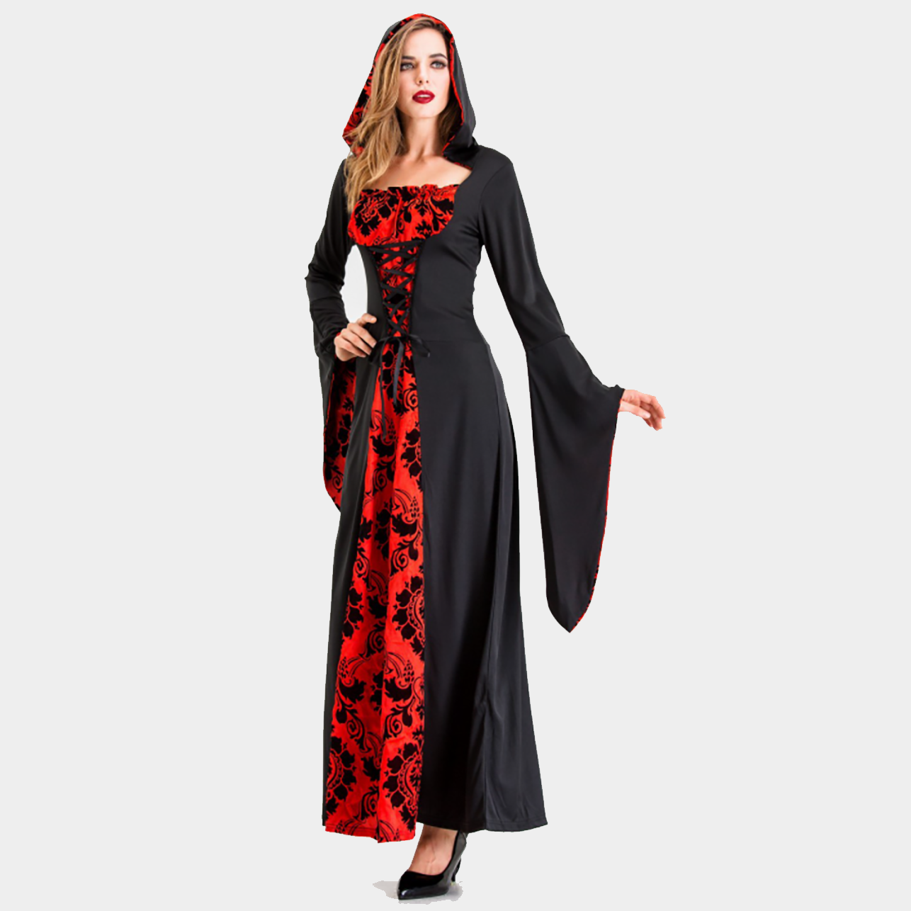 ロング 大人 ドレス レディース 衣装 ハロウィン コスプレ コスチューム 仮装 吸血鬼 ヴァンパイア   M